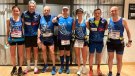 Maratonians del Palau a Sevilla: Núria, Fran, Carlos, Xavi, Dolors, Joel i Jordi