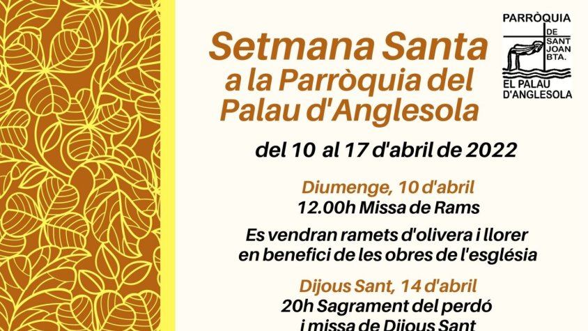 Setmana Santa  a la Parròquia del Palau d'Anglesola