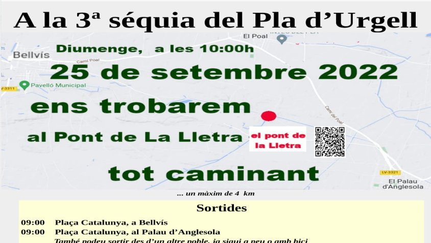 Caminades fins al Pont de la Lletra i trobada a la 3a Séquia del Canal d'Urgell