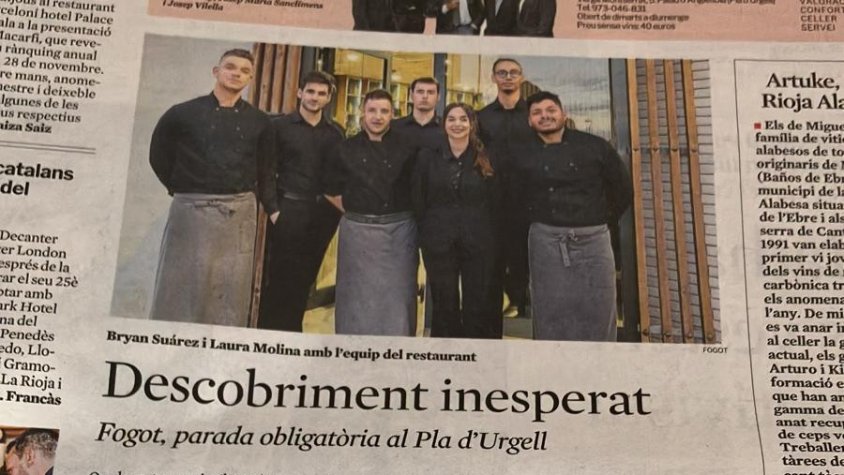 Restaurant Fogot "Descobriment inesperat" al diari La Vanguardia