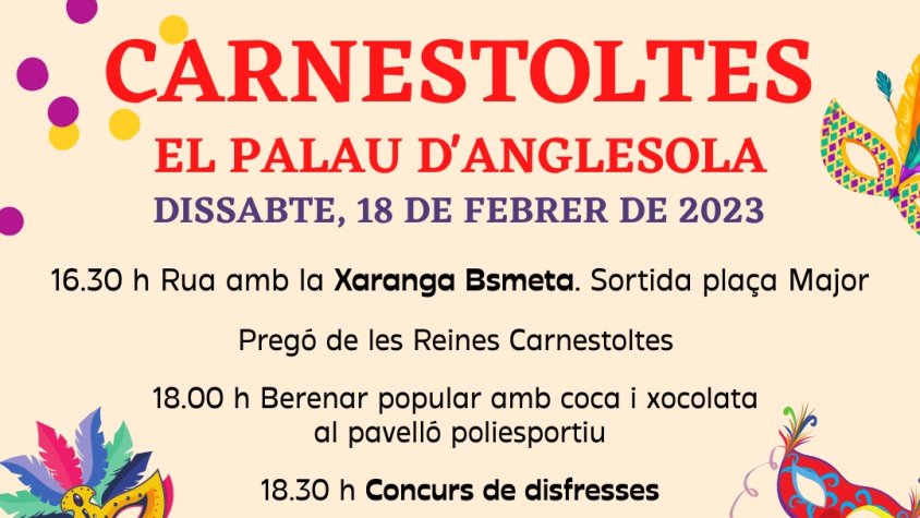 Carnestoltes 2023 al Palau d'Anglesola: Concurs de disfresses