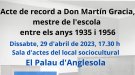 Acte de record a Don Martín Gracia, mestre entre els anys 1935 i 1956