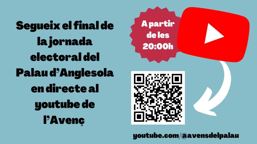 Segueix el final de la jornada electoral del Palau d'Anglesola en directe Youtube de l'Avenç