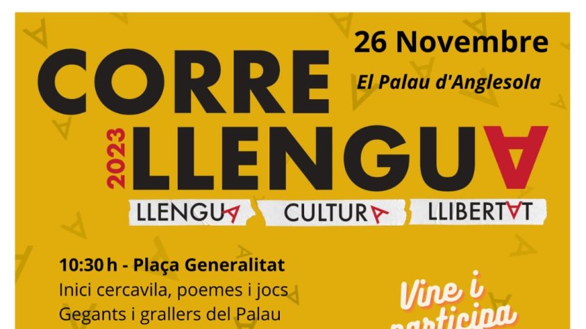 El diumenge 26 de novembre: CORRELLENGUA 2023 al Palau d'Anglesola