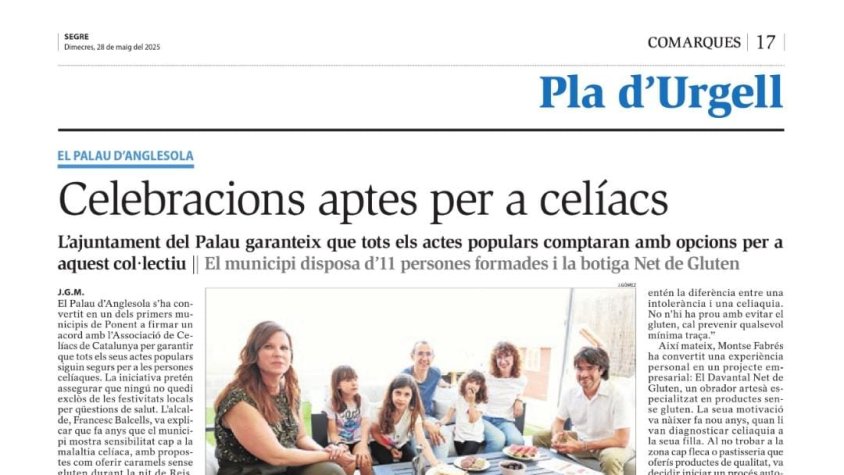 Celebracions aptes per a celíacs al Palau d'Anglesola