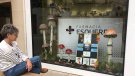 Teresa Alsina decora l'aparador de la farmàcia Esquerda del Palau d'Anglesola