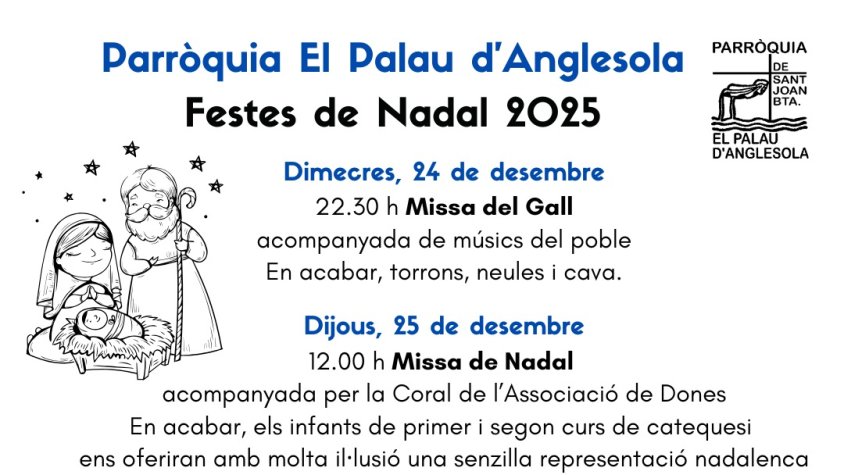 Celebracions festes de Nadal de la Pàrròquia de Sant Joan Baptista